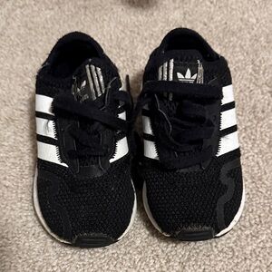 adidas Kids Black and White Classic Three-Stripe Sneakers
